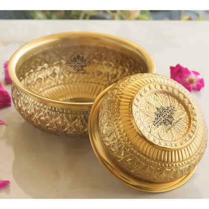 Handcrafted Brass Urli With Embossed Ornate Floral Design