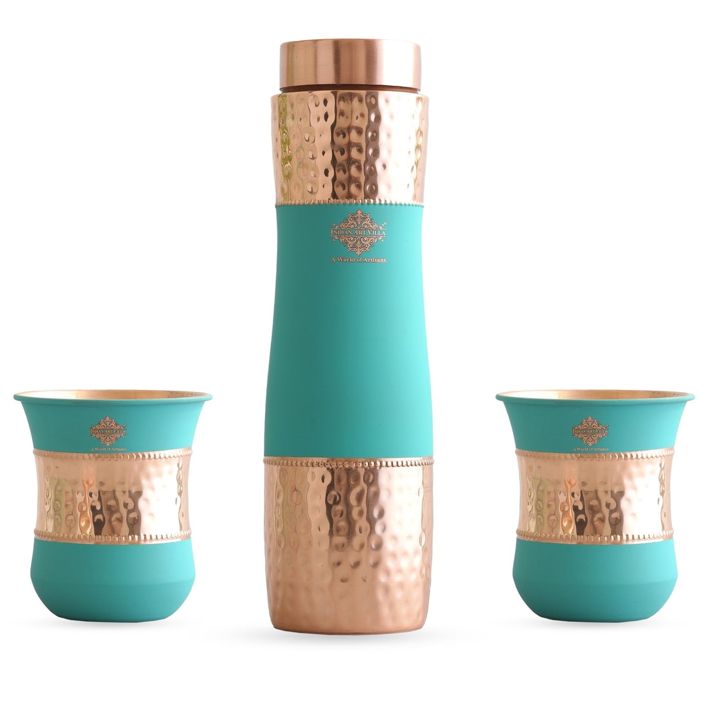 Personalized Copper Silk Finish Bottle & Glass Gift Set