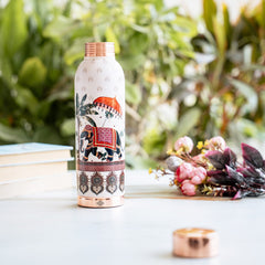 Copper Kalakriti Elephant Walk Printed Bottle - 900 ML