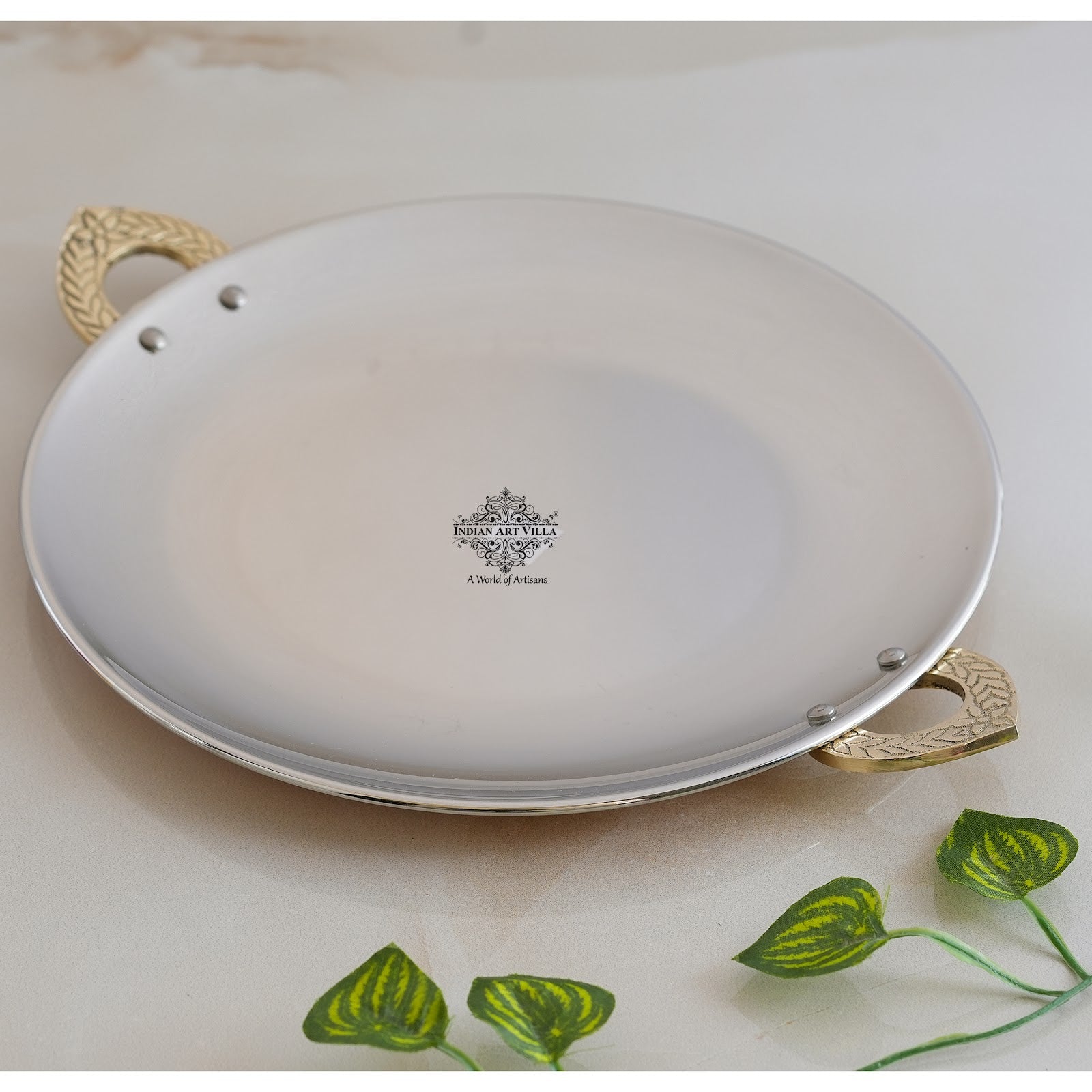 Pure Steel Copper Hammered Design Serving Tawa Platter
