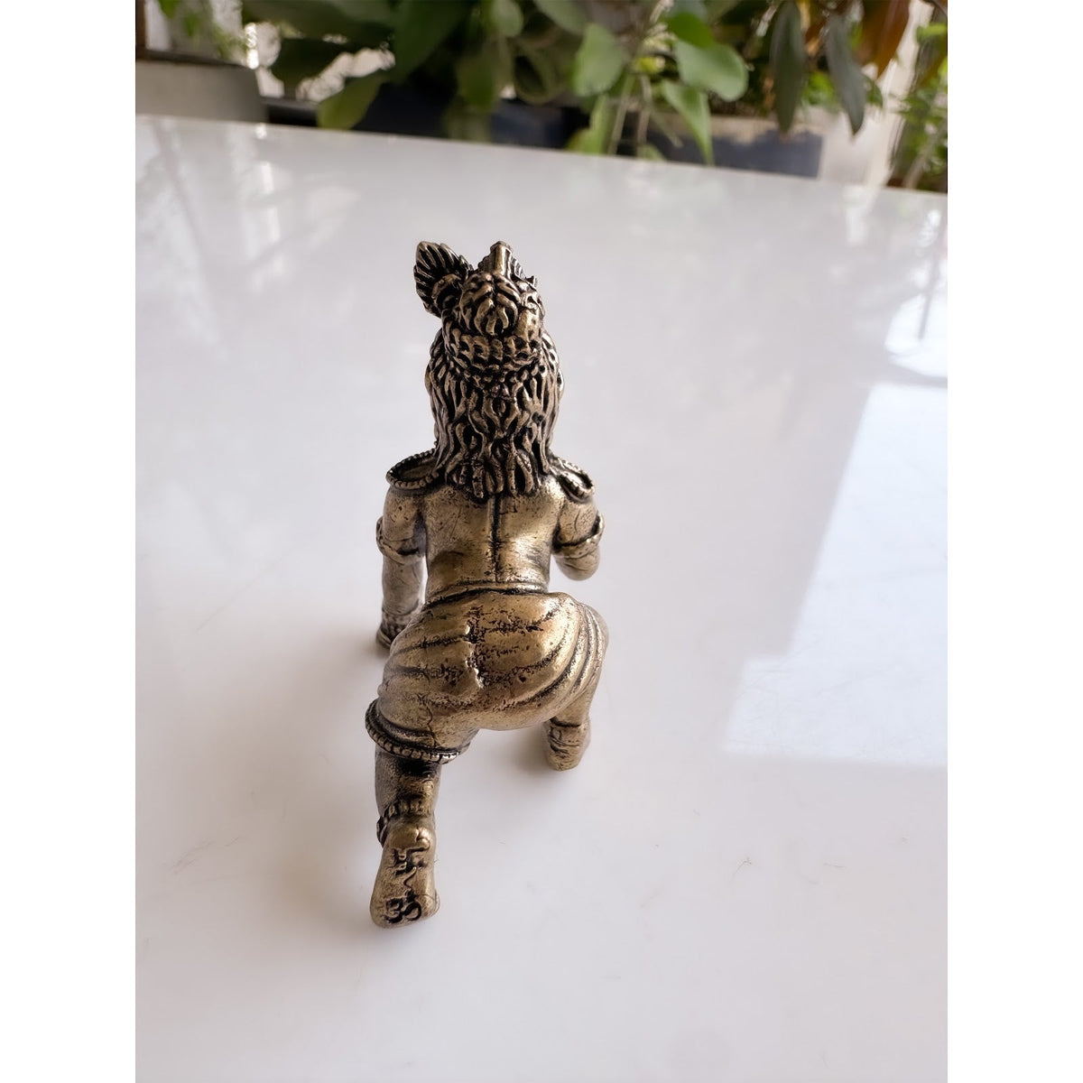 Pure Brass Miniature Laddu Gopal Krishna Ji Crawling Murti for Home Pooja