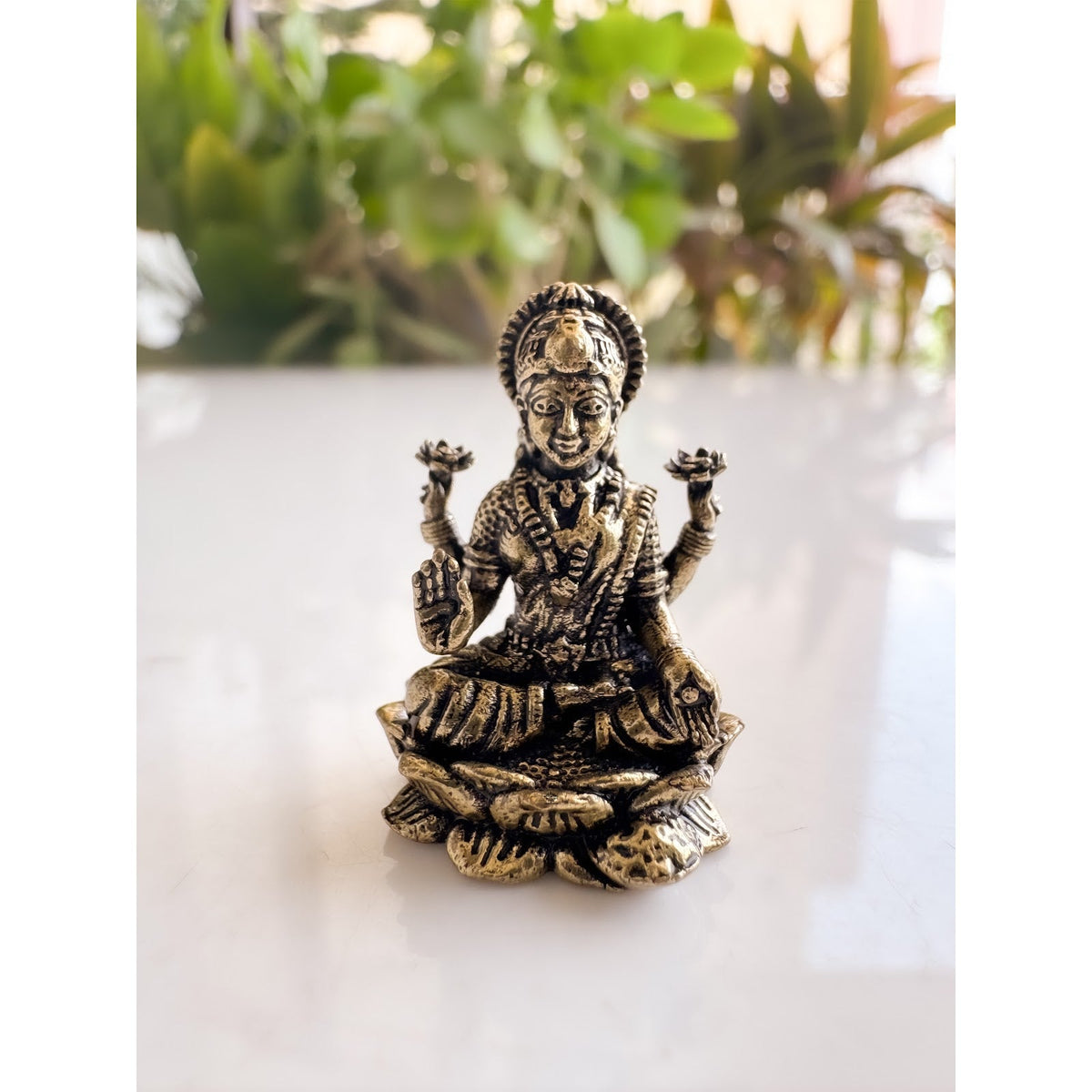 Pure Brass Miniature Lakshmi Ji Murti Sitting On Lotus