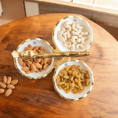 Brass Finish Decorative Dry Fruit Bowl with Bird Design – 3 Components, 170 ML