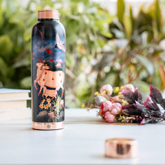 Copper Kalakriti Cow Art Printed Bottle - 940 ML