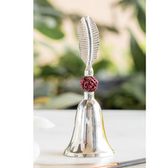 Silver Plated Pooja Bell with Leaf Design & Rudraksha - 17.53 CM