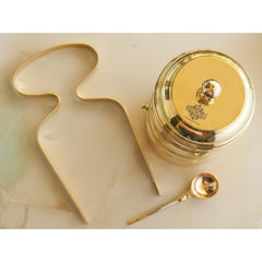 Brass Vintage Design Plain Tiffin with Tin Lining, Traditional Tiffin Box with Spoon, 3 Piece