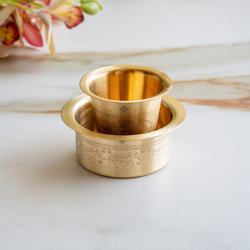 Brass Filter Coffee Dabra Set with Elephant Design