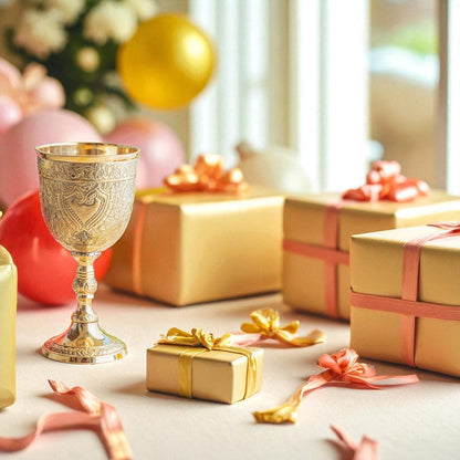 Embossed Brass Goblet Glass for Barware