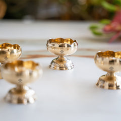 Brass Kamal Jyoti Diya Set of 4 - Lotus Design Oil Lamps