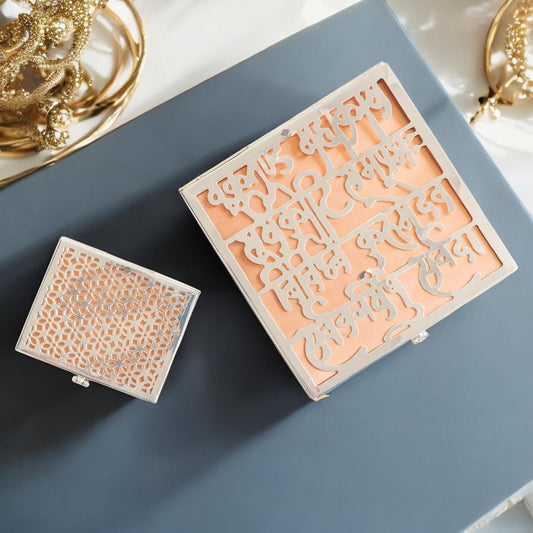 Silver Plated Multi-Purpose Box with Jali Cutting Design, Elegant Silver & Copper Finish