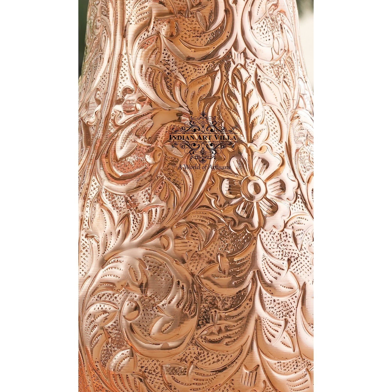 Pure Copper Antique Hammered Design Mughlai Jug with Lid