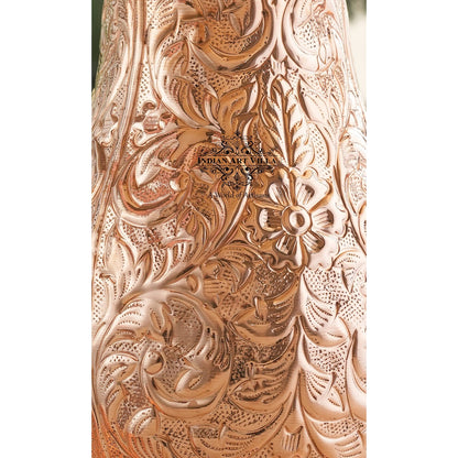 Pure Copper Antique Hammered Design Mughlai Jug with Lid