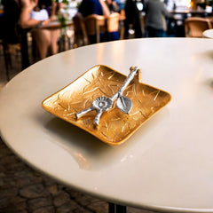 Brass Embossed Flower Design Napkin Holder