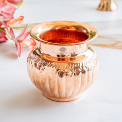 Handcrafted Pure Copper Fluted Lota for Pooja & Traditional Use - 740 ML