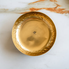 Brass Finish Urli Bowl with Floral Embossed Design
