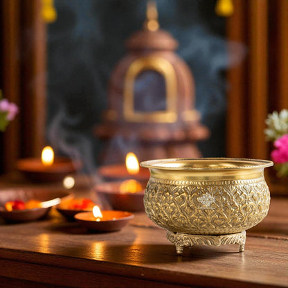 Pure Brass Embossed Design Decorative Bowl