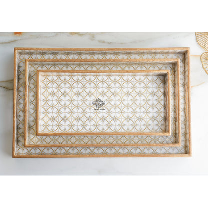 Wooden Tray Set of 3  Handcrafted Multipurpose Decorative Serving Platters