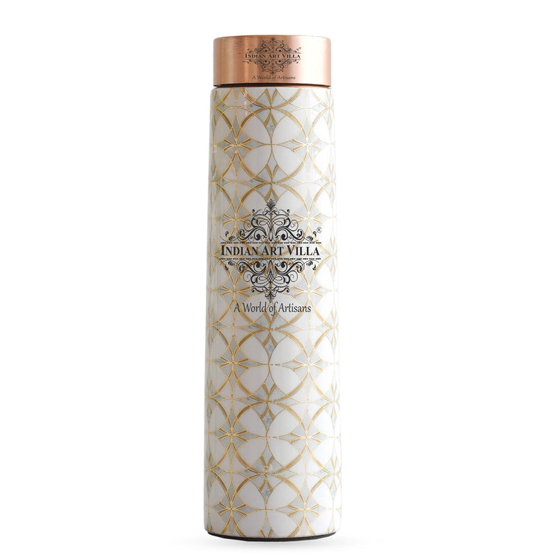 Pure Copper Water Bottle with Pyramid Shape Gold Print Design, 800 ML