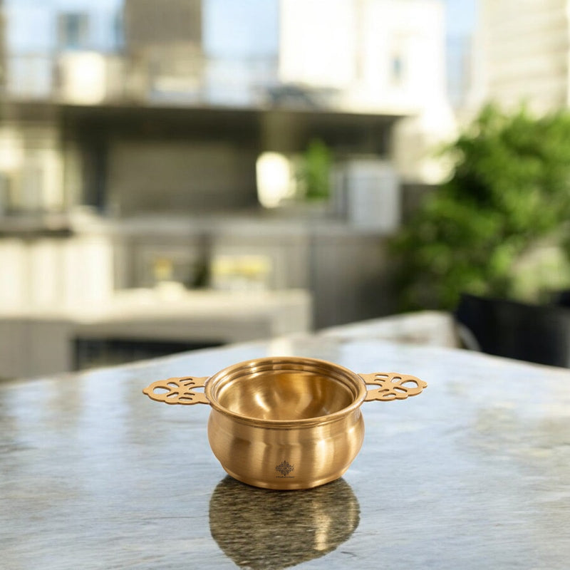 Brass Matt Finish Tea Infuser with Bowl Elegant Chai Chalani