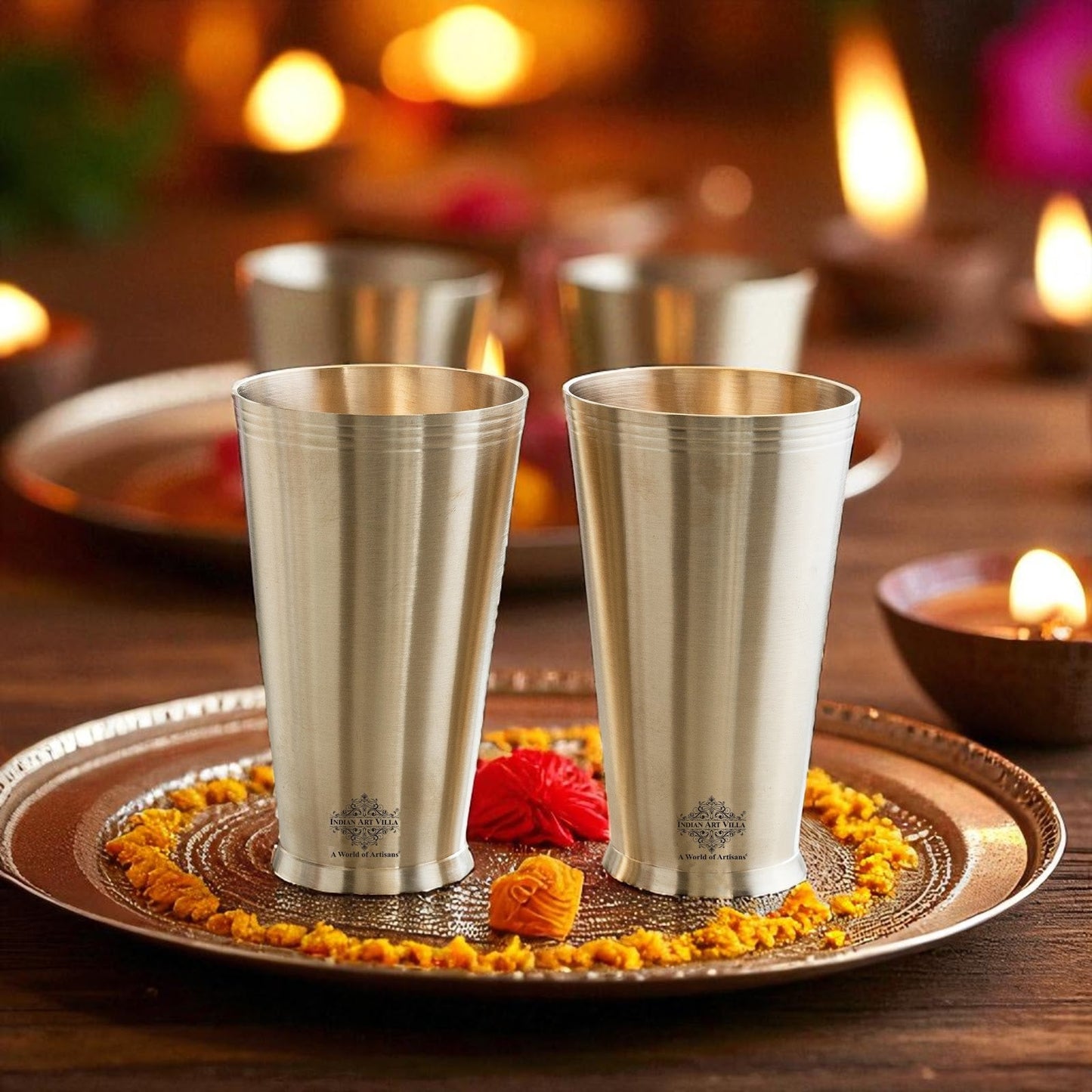 Pure Brass Matt Finish Lassi Glass