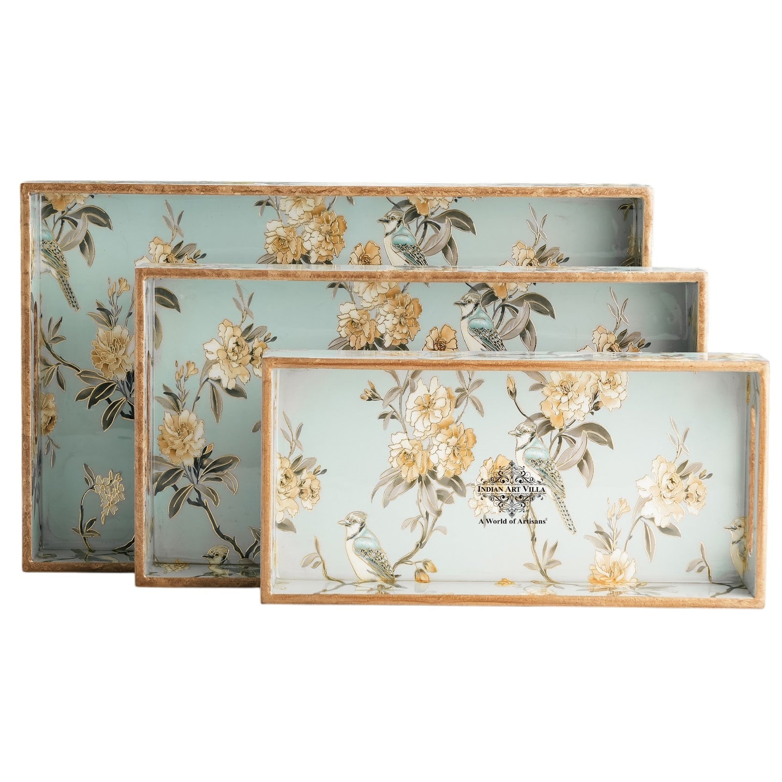 Wooden Tray Set of 3  Handcrafted Multipurpose Decorative Serving Platters