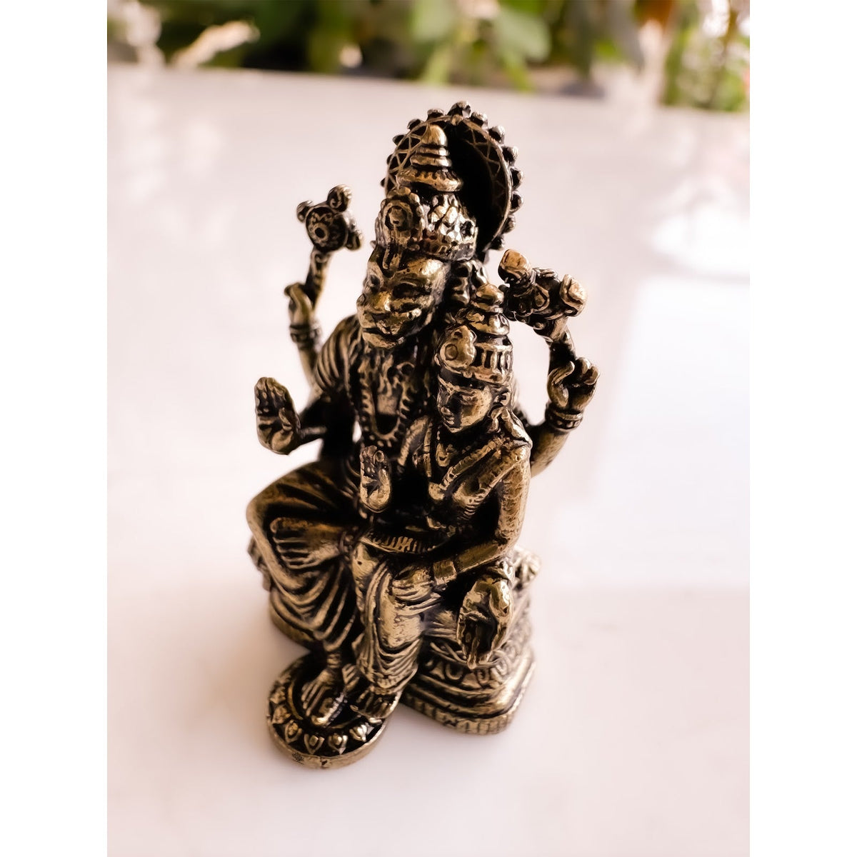 Pure Brass Miniature Lakshmi Narasimha Ji Murti - 3.55 cm