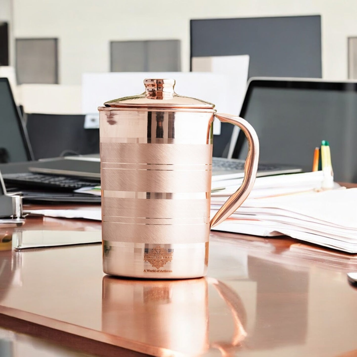 Pure Copper Luxury Design Jug with Lid and Handle – 1700 ML