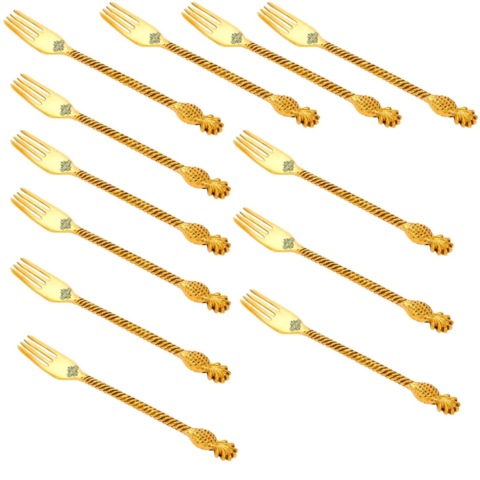 Brass Designer Fork,Pineapple Design,Flatware, Gold