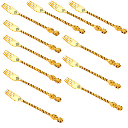 Brass Designer Fork,Pineapple Design,Flatware, Gold