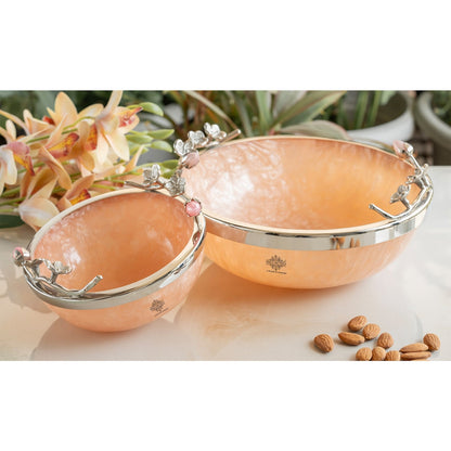 Silver Plated Resin Belgium Pink Decorative Bowl, Elegant Serveware & Home Decor, Perfect for Snacks