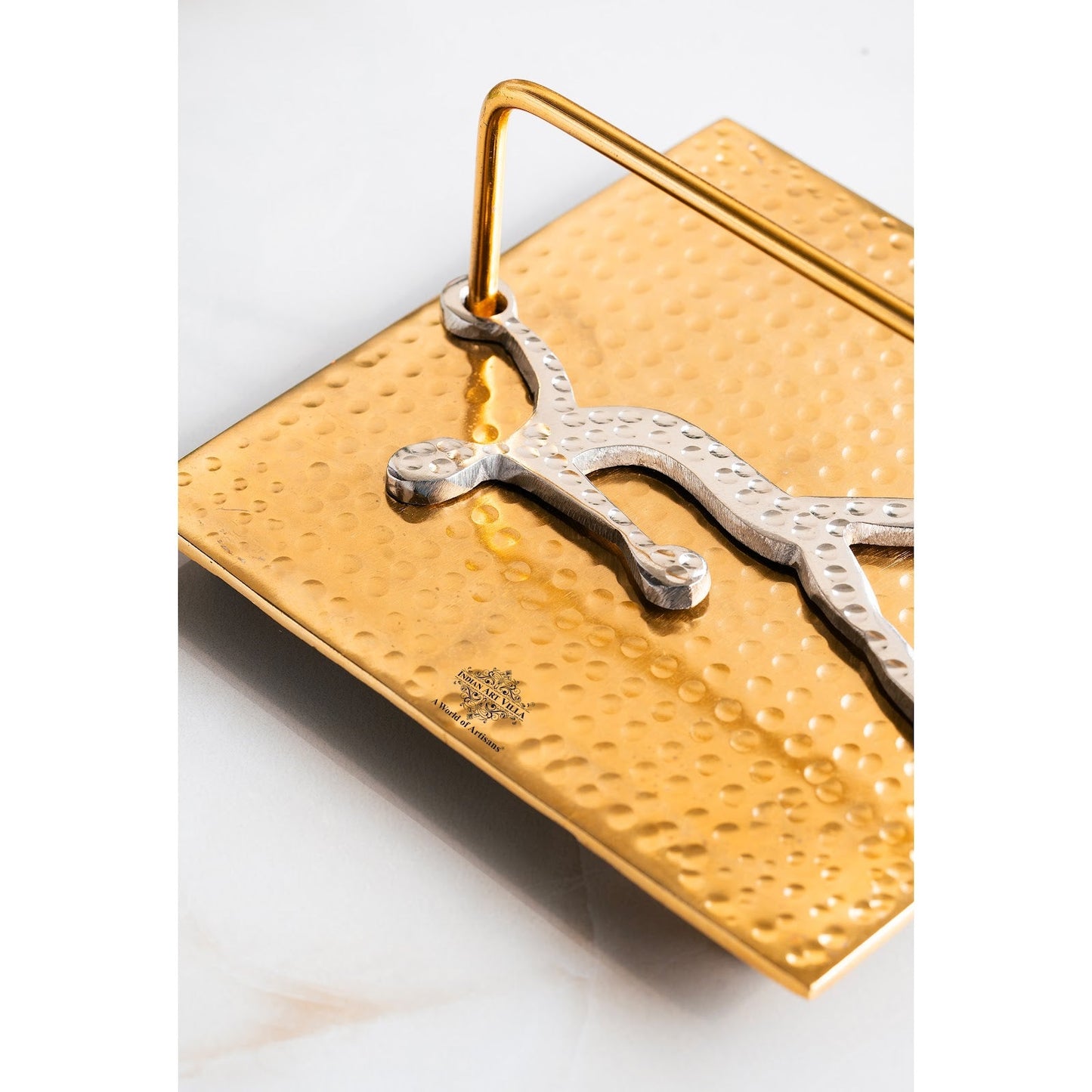 Gold Finish Hammered Design Napkin Holder with Lady Design – Elegant Table Organizer for Dining
