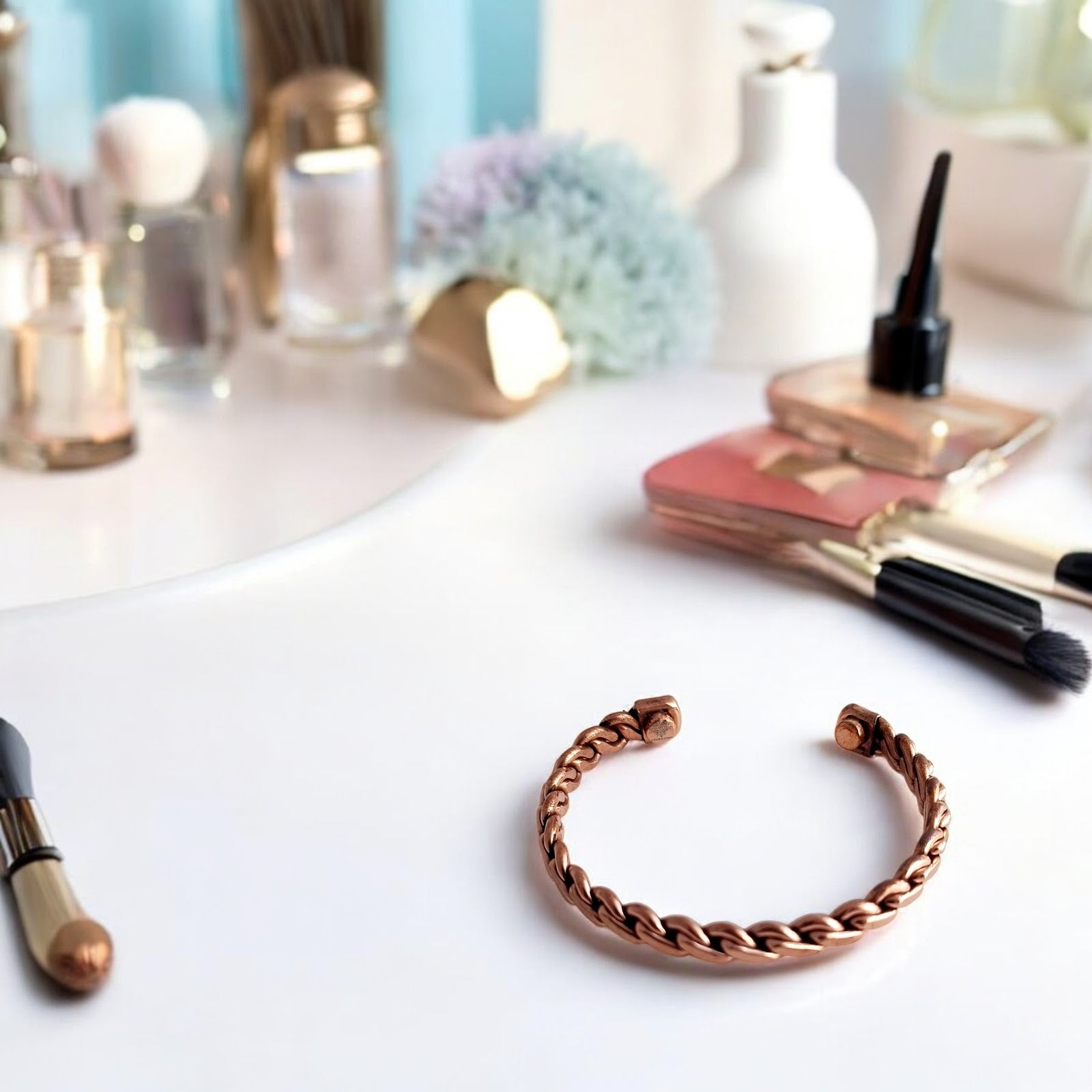 Pure Copper Chain Spiral Design Bracelet with Magnet Handcrafted Healing Bangle