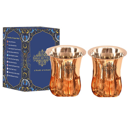 Steel Copper Curved Design Glass | Tumbler, Tableware, 300ml