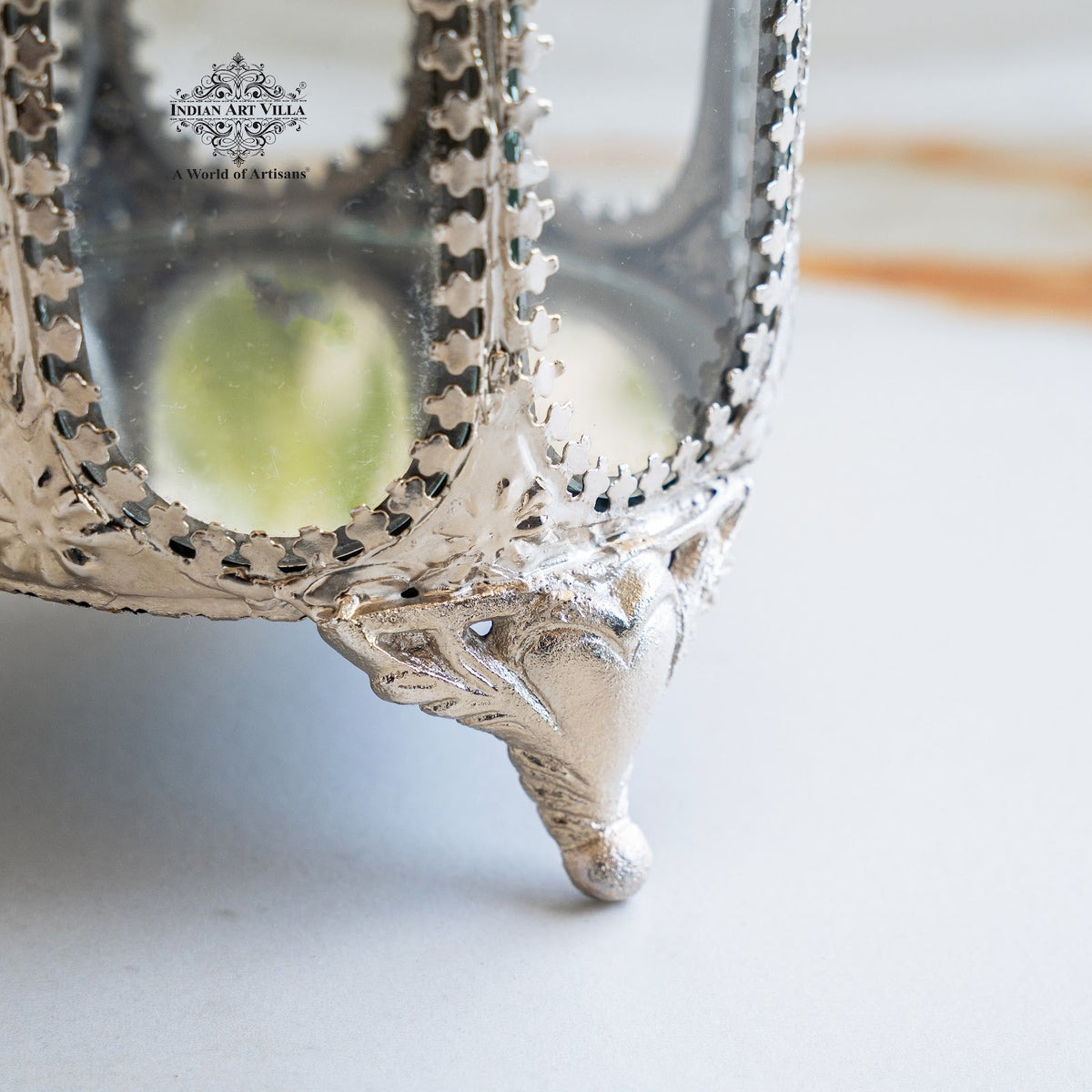 Brass & Glass Decorative Box with Embossed Detail