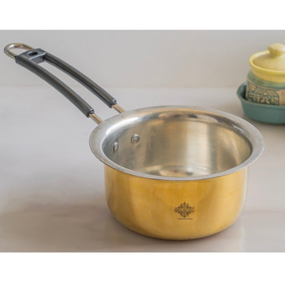 Brass Patila with Tin Lining and Handle for Healthy Cooking