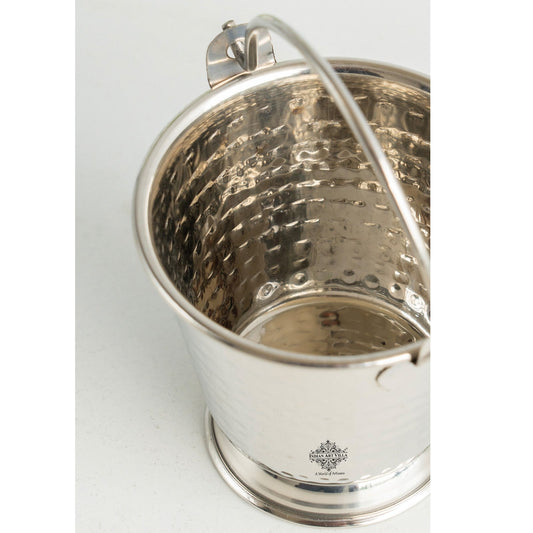 Stainless Steel Hammered Bucket, Small Serving Bucket for Curry, Daal, Gravies, and Condiments, Elegant Tableware for Home & Restaurant Use