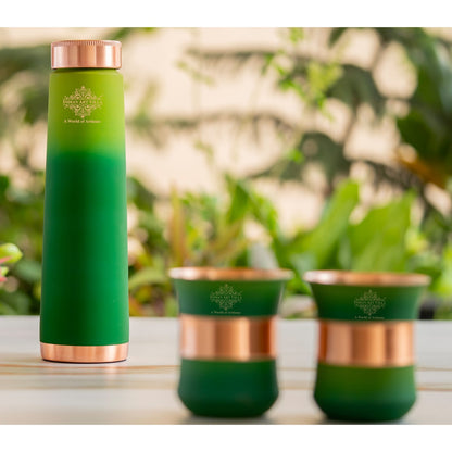 Pure Copper Bottle Pyramid  Shape With 1 Bottle &  2 Glass Set