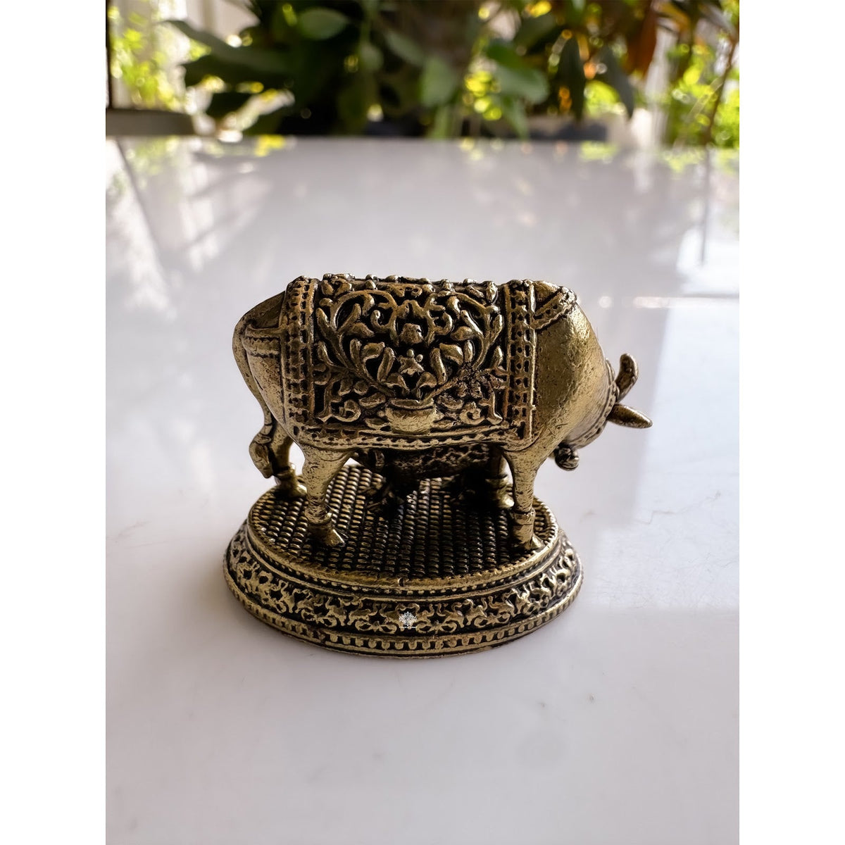 Pure Brass Miniature Kamdhenu Cow with Calf - 2.79 cm
