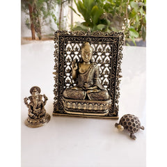 Pure Brass Miniature Buddha, Ganesha & Tortoise Murti Combo For Office Desk