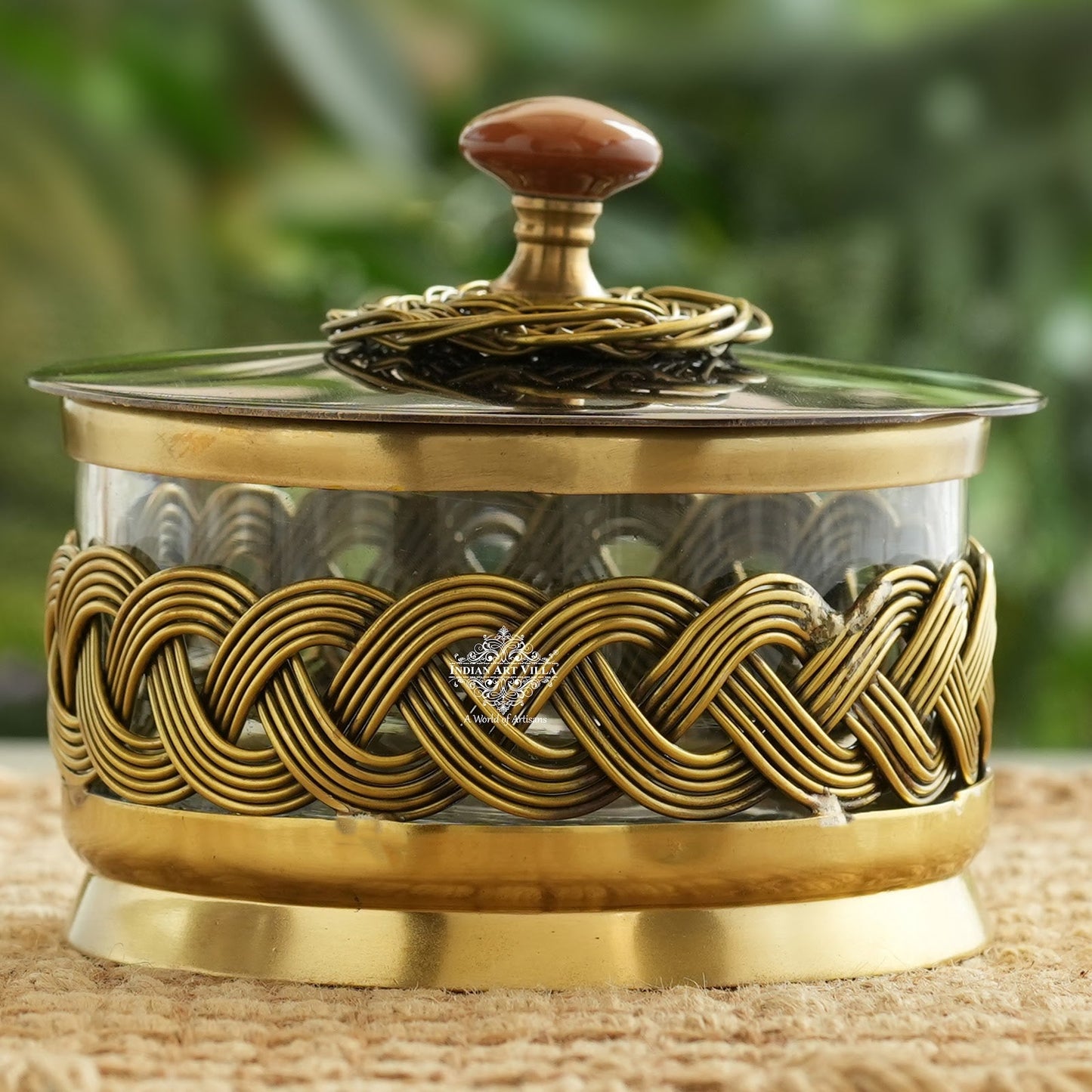 Brass Decorative Dry Fruit Bowl with Lid