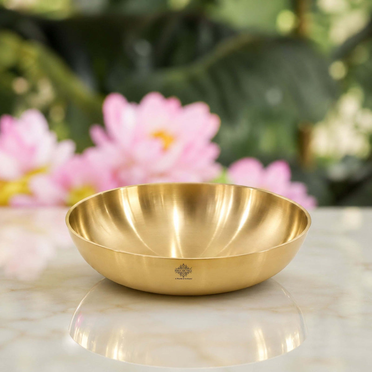 Pure Brass Bowl Plate With Matt Finish Design - 110 ML