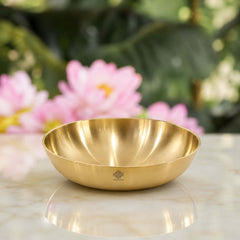 Pure Brass Bowl Plate With Matt Finish Design - 110 ML