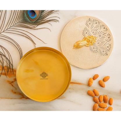 Silver Plated Brass Decorative Box With Peacock Design Knob, Ideal For Gifting