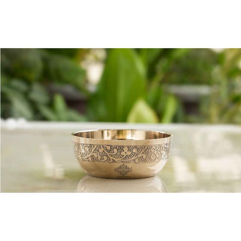 Pure Bronze Thali Set | 6 Pieces Dinner Set With Embossed Design