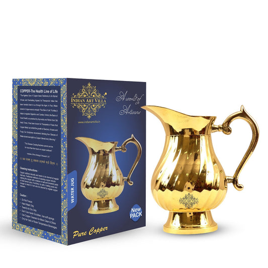 Handcrafted Pure Brass Lining Design Jug Pitcher- 1000ml