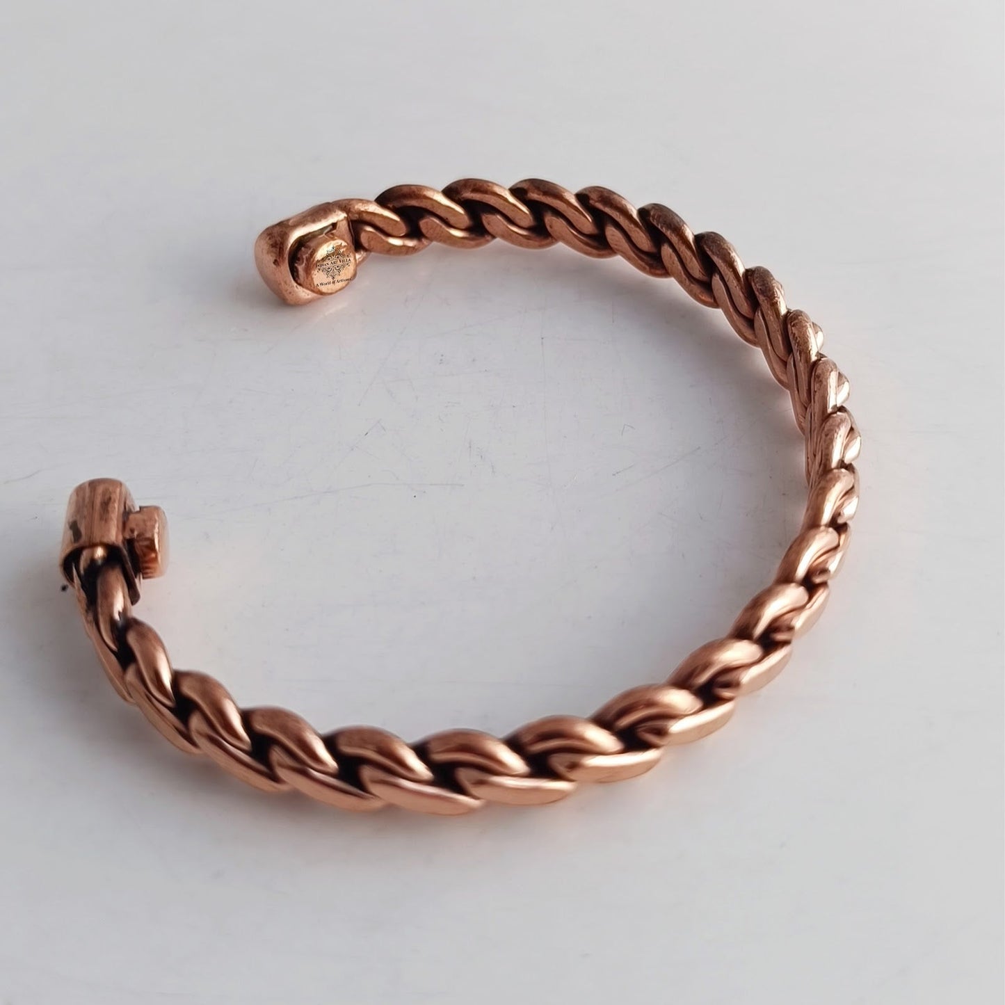 Pure Copper Chain Spiral Design Bracelet with Magnet Handcrafted Healing Bangle