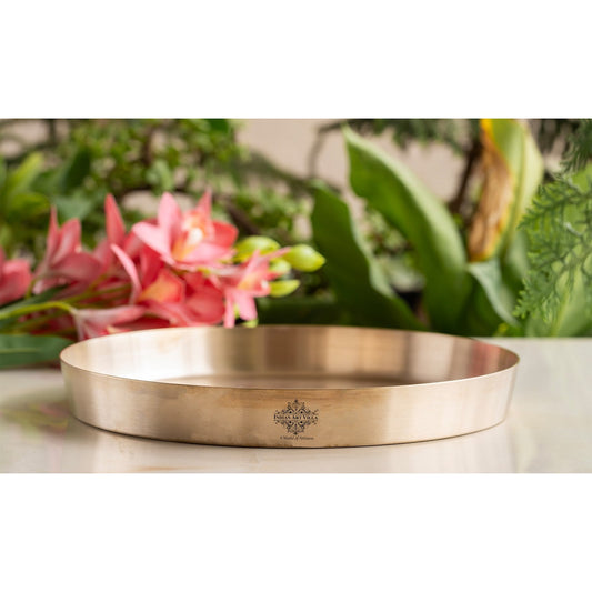 Bronze Dinnerware Thali,  Traditional Matte Finish Kansa Plate, Tableware and dinnerware