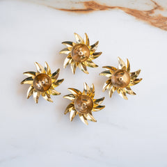 Brass Sunflower Design Diya Set of 4 -Temple Rituals & Traditional Gifting