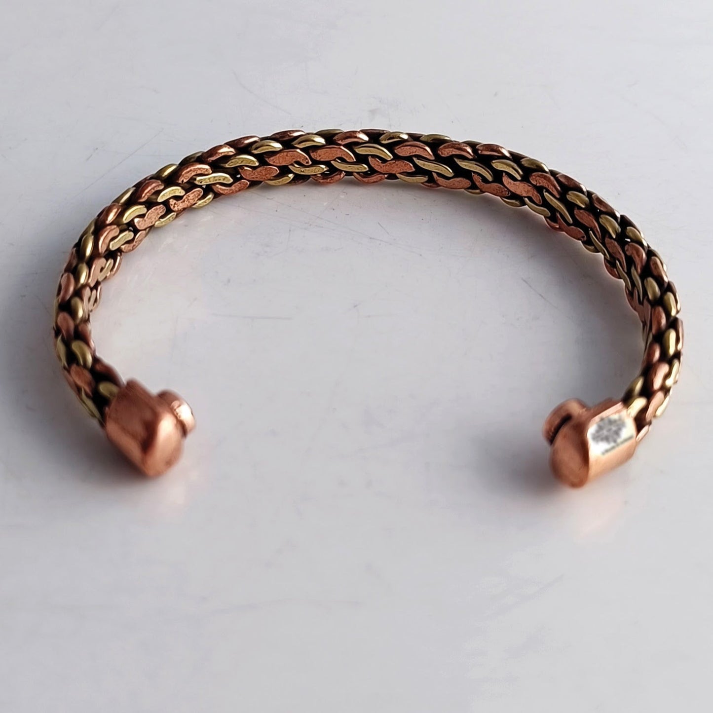 Copper Spiral Chain Design Bracelet Handcrafted Unisex Wellness Jewelry