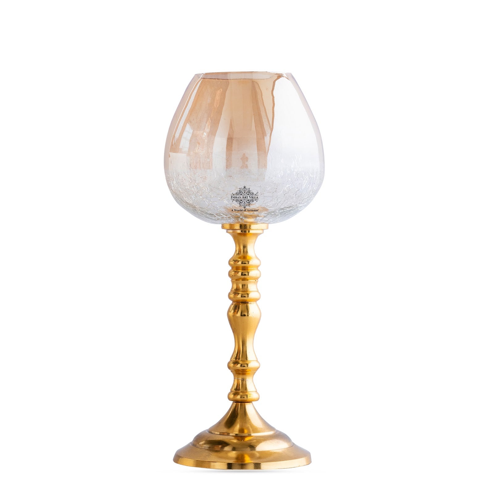 Gold Finish Decorative Candle Holder with Pillar Design – Elegant Accent for Home Decor, Dining Table, Festive Celebrations, and Gifting